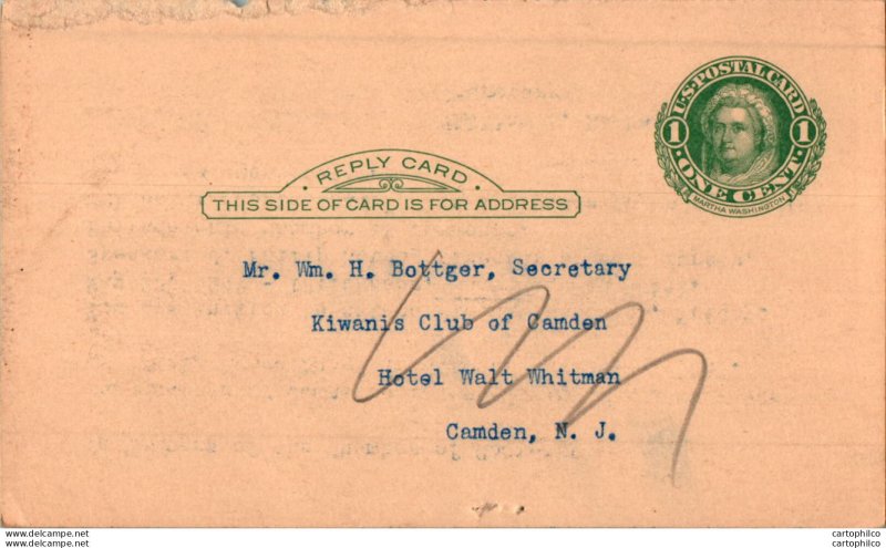 US Postal stationery 1c to Camden NJ