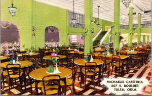 Linen Postcard Interior of Michaelis Cafeteria in Tulsa, Oklahoma~136888