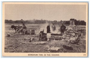 1920 Sorghum Time Ozarks Donkey Cooking People Missouri Antique Vintage Postcard