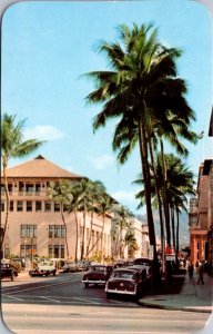 Postcard Bishop Street in Honolulu, Hawaii