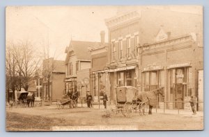 J87/ Wakeman Ohio RPPC Postcard c1910 Huron County Scott Store Main St 654