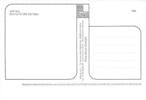 Airline Postcards Air SuL Boeing 737-200 CS-TMC