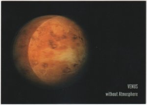 Venus With And Without Atmosphere, 3D Lenticular Postcard, Planetary Astronomy