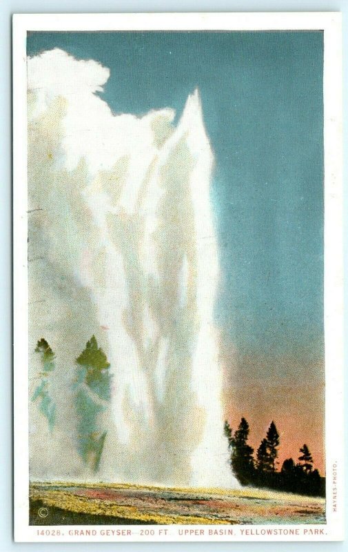 1920s Yellowstone Grand Geyser Upper Basin Haynes Photo Postcard Park WY A32