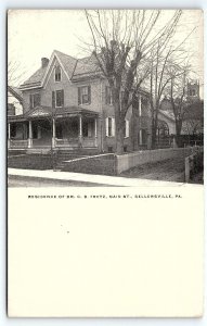 c1905 SELLERSVILLE PA RESIDENCE OF DR C D FRETZ MAIN ST UNDIVIDED POSTCARD P4177