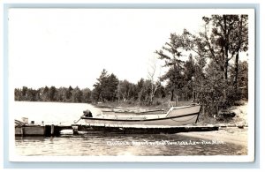 1946 Clinton's Resort On East Boat Twin Lake Lewiston MI RPPC Photo Postcard
