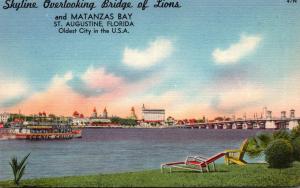 Florida St Augustine Skyline Overlooking Bridge Of Lions and Matanzas Bay