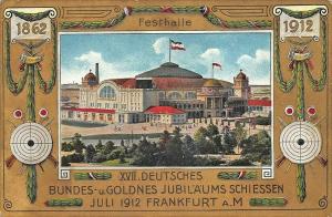 Frankfurt Germany 1912 Bundes u Goldnes Jubilaums Schiessen Guns Target Postcard