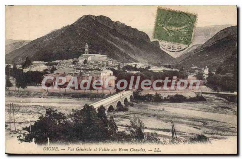 Old Postcard Digne Vue Generale and Valley of Hot Waters