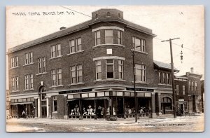 J90/ Beaver Dam Wisconsin RPPC Postcard c1910 Masonic Temple Store 315