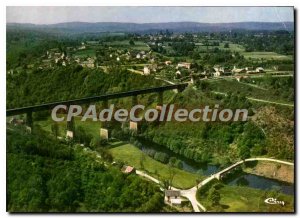 Postcard Modern on Busseau Creuse General view and aerial viaduct