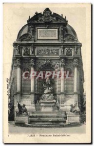 Old Postcard Paris Fountain Saint Michel