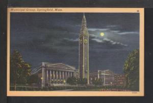 Municipal Group at Night,Springfield,MA Postcard 