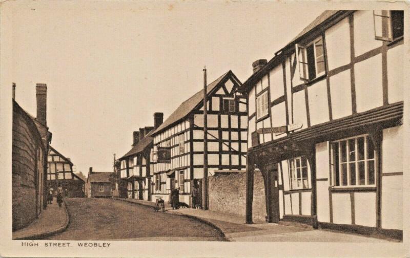 WEOBLY HEREFORDSHIRE ENGLAND~HIGH STREET~A F JENNINGS PUBLISHED PHOTO POSTCARD