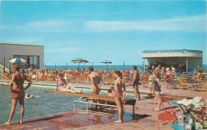 Postcard Virginia Beach Virginia Swimming Pool Surf Club 1950s Campbell 23-6361