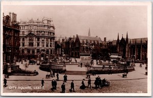 City Square Leeds England Standard Life Insurance Real Photo RPPC Postcard