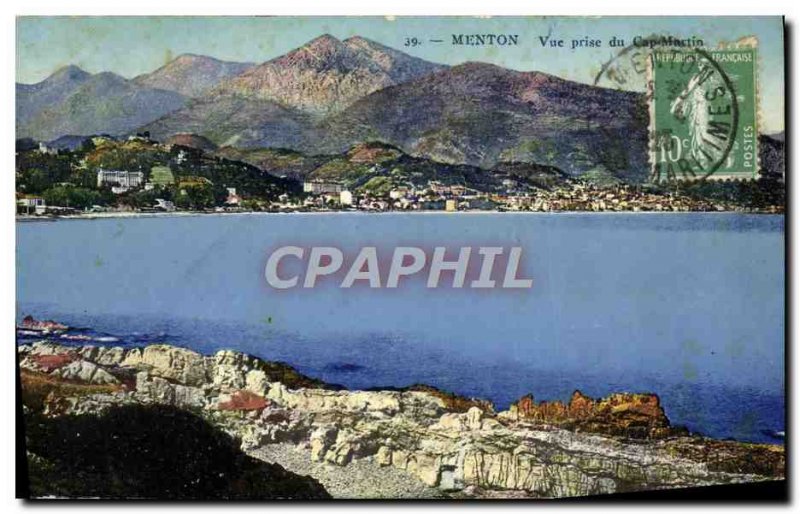 Old Postcard Menton Vue Prize Cap Martin
