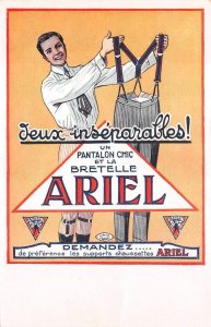ARIEL TROUSER SUSPENDERS FRANCE ADVERTISING POSTCARD (c.1910)