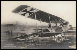 German WWI 1917 Fliegerschule Koeslin Sanke 275 Used Feldpost Plane RPPC F 71125