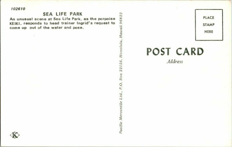 Sea Life Park Hawaii KEIKI The Porpoise Vintage Postcard Standard View Card