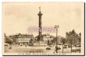 Old Postcard Paris Place de la Bastille and the July Column