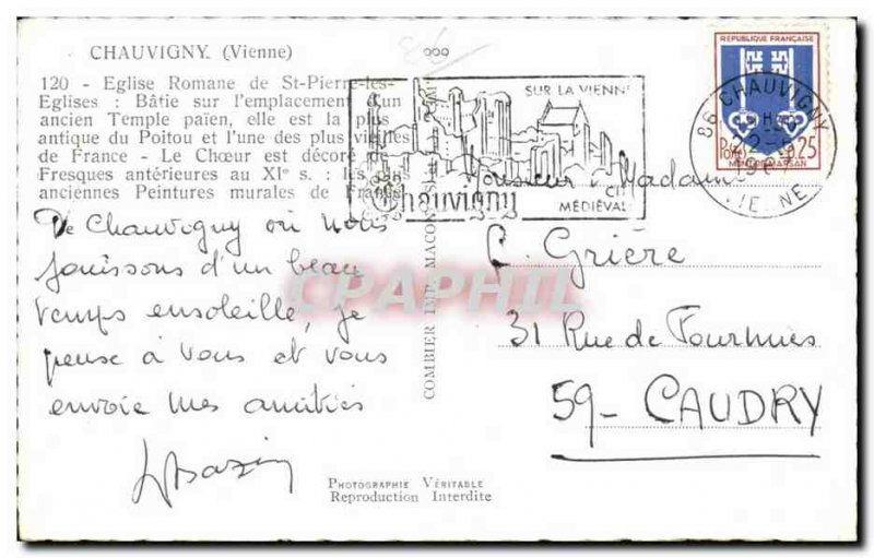 Old Postcard Romande Chauvigny Church of St Peter Churches