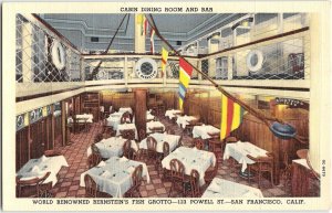 Cabin Dining Room & Bar BERNSTEIN'S FISH GROTTO San Francisco c1940s Postcard