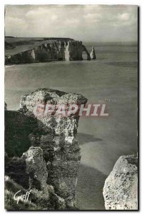 Old Postcard Etretat in Normandy Seine Maritime Rocks Cliff Upstream off Clif...