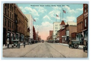 1920 Washington Street Looking North Green Bay Wisconsin WI Vintage Postcard