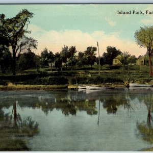 c1910s Fargo, ND Island Park Boat Dock Nice Glossy Litho Photo Postcard Dak A201