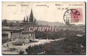 Postcard Old Rathhaus Franzensring Universitat Wien I K K