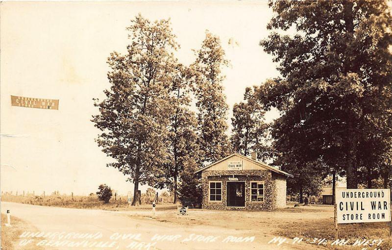 Bentonville AR Underground Civil War Store Room RPPC Postcard