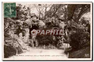 Old Postcard Paris Eiffel Tower Gardens Caves