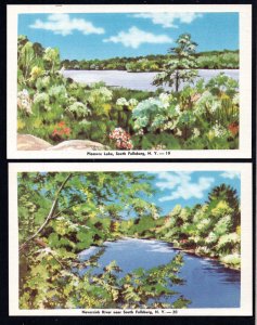 Lot of 2 New York SOUTH FALLSBURG Neversink River - Pleasure Lake - Linen