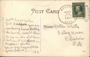 Walpole MA RR Train Station Depot c1910 Postcard 