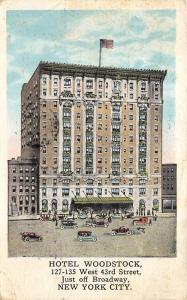 New York City~Hotel Woodstock on West 43rd Street~1927 Postcard