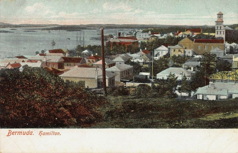 View of the Town of Hamilton, Bermuda, Very Early Postcard, Unused