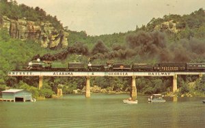 TAG Railway Train Southern Ry Savannah & Atlanta Blue Pond Alabama 1971 Postcard