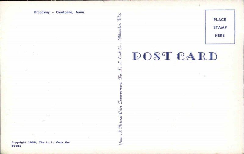 Owatonna Minnesota MN Classic 1960s Cars Street Scene Vintage Postcard