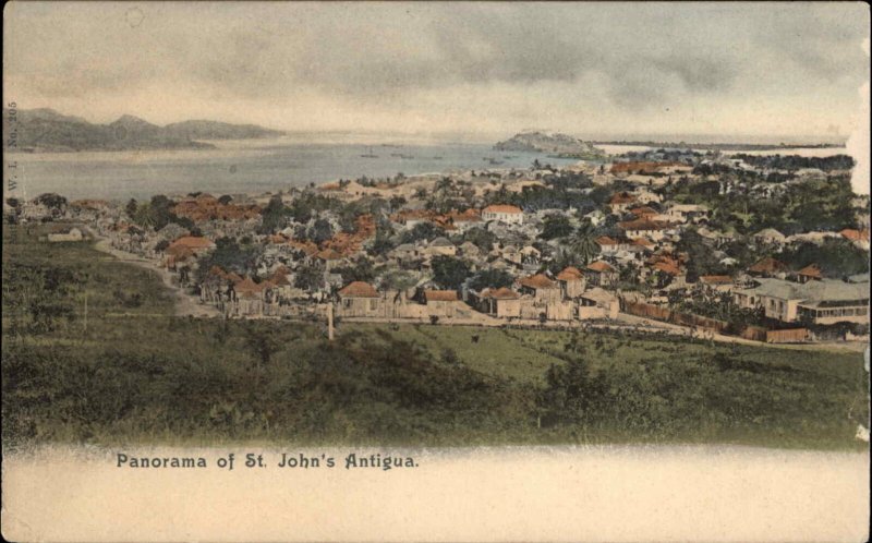 St. John's Antigua Birdseye View c1905 Postcard