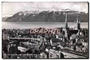 Modern Postcard Lausanne Vue Generale and the Alps of Savoy