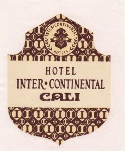 Columbia Cali Hotel Inter-Continental Vintage Luggage Label sk2920