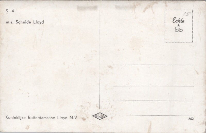 M.S. Schelde Lloyd Cargo Ship Vintage RPPC C256