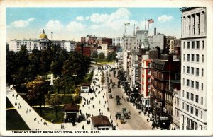 Vtg Boston Massachusetts MA Tremont Street View from Boylston 1920s Postcard