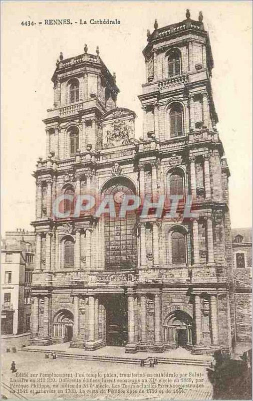 Postcard Old Rennes Cathedrale