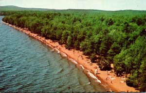 Maine Sebago Lake Aerial View Of State Park Beach 1975