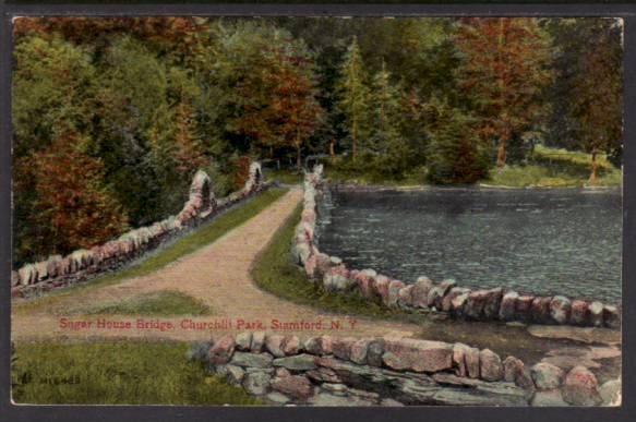 Sugar House Bridge,Churchill Park,Stamford,NY Postcard 