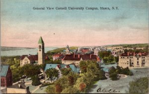 Hand Colored Postcard General View Cornell University Campus in Ithaca, New York