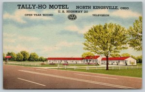 Kingsville Ohio~Blooming Trees~Tally-Ho Roadside Motel on US 20~c1940 Linen PC