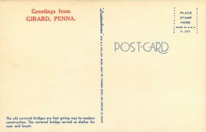 Girard Pennsylvania Covered Bridge PA Postcard